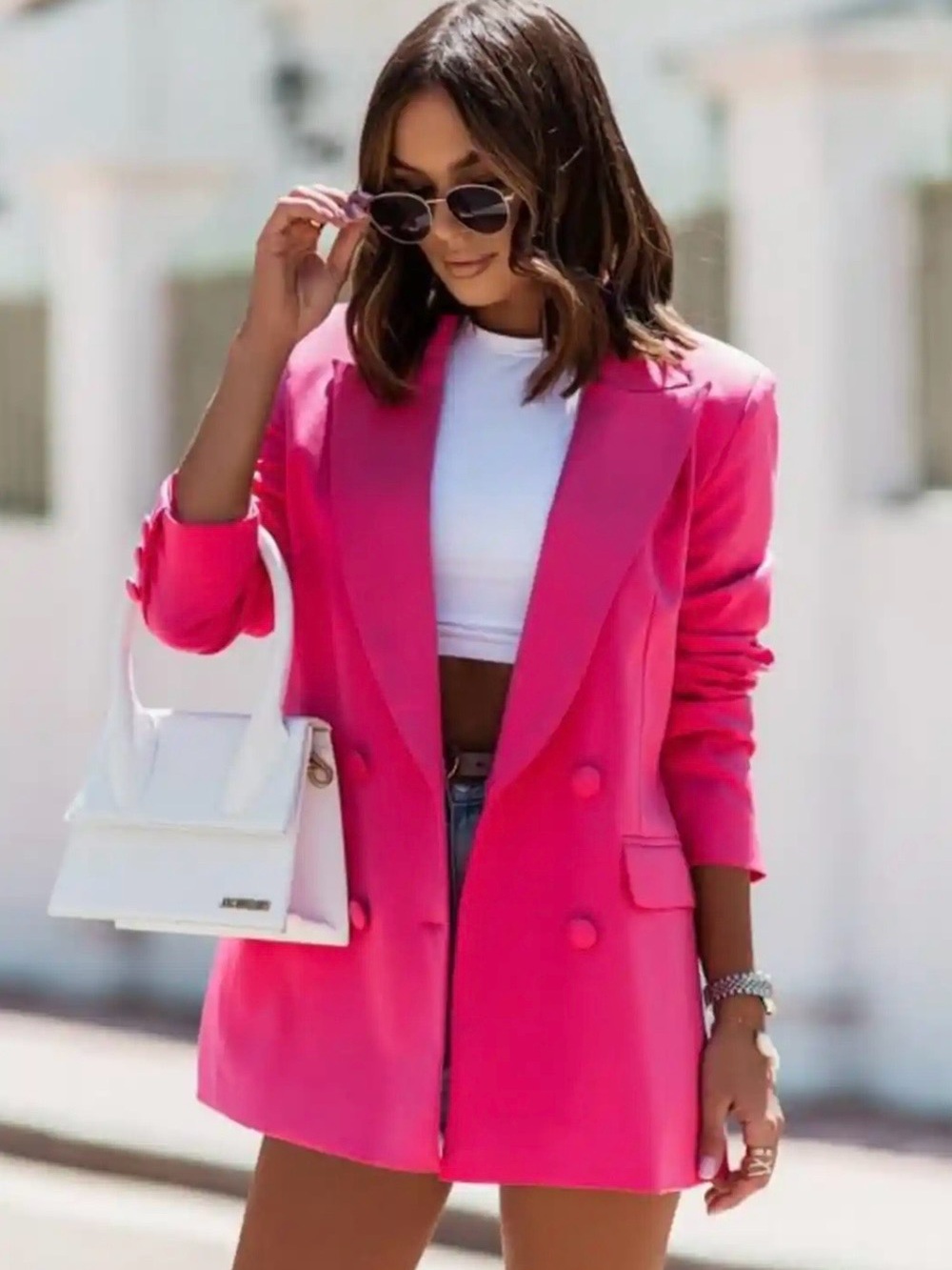 Wilfred Bright Pink Double-Breasted Women's Blazer Jacket